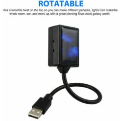 USB Car Interior Atmósfera Starry Sky Lámpara Ambient Star LED Proyector Luz, Azul -Home Lighting 98837005 4