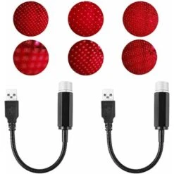 2 PCS USB Red Star Night Projector, Car Roof Night Light, Mini LED Star Night Light Projector, Special Night Romantic Decoration, Para Dormitorio, Fiesta, Decoración De Pared